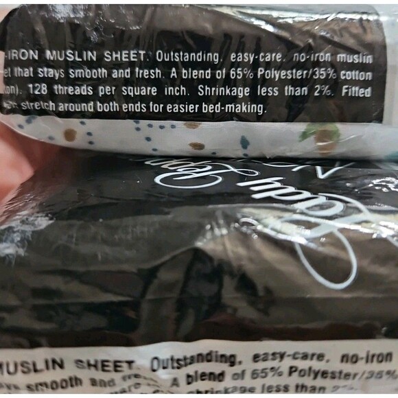 VTG NOS LADY PEPPERELL TWIN FITTED SHEET SET FLORAL FLOWERS TWO PIECE - Picture 6 of 7